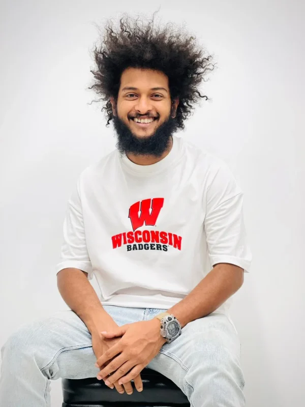 Wisconsin White Drop Shoulder T-Shirt