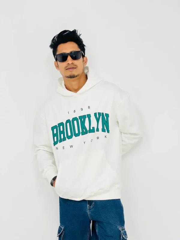 Brooklyn White Drop Hoodie