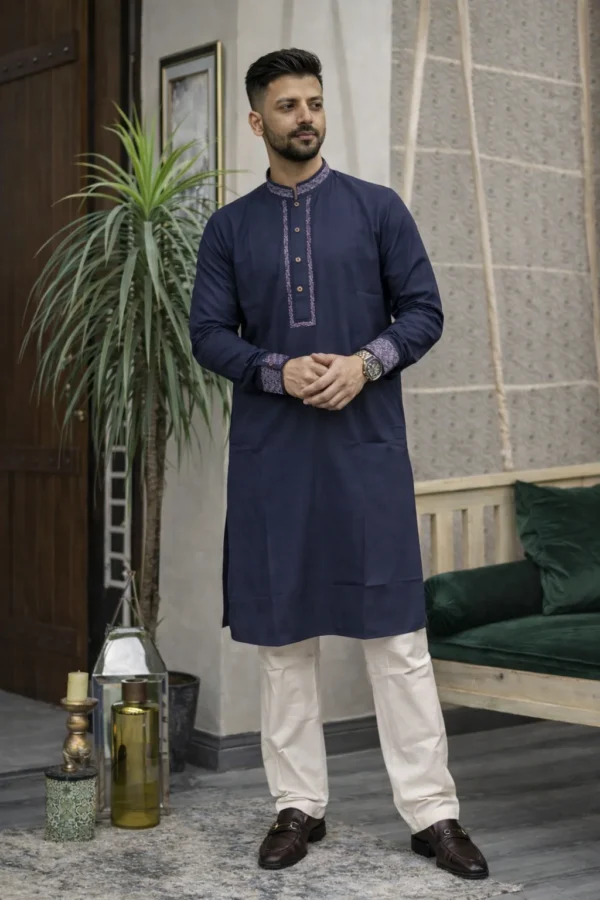 Deep Steel Blue Panjabi