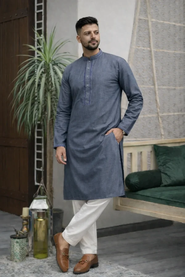 Metalic Blue Panjabi